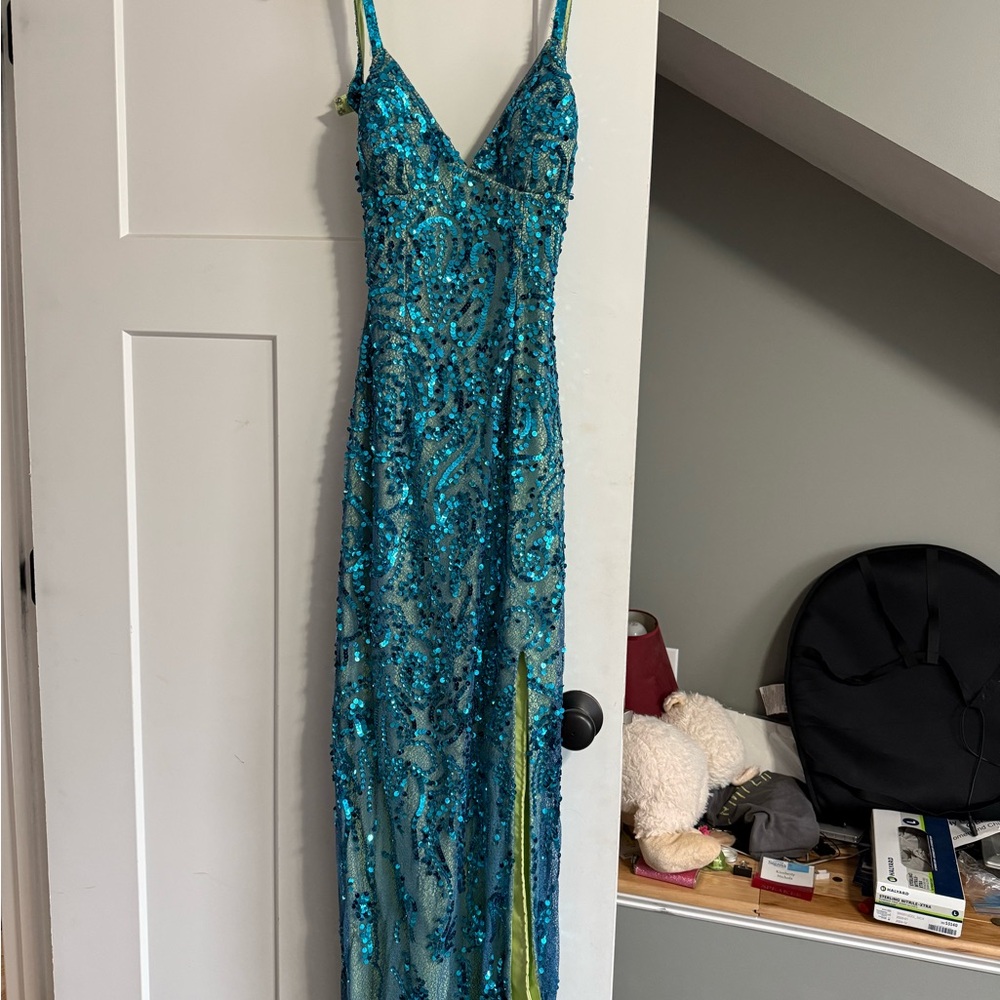 Sparkling Blue Sequin Gown